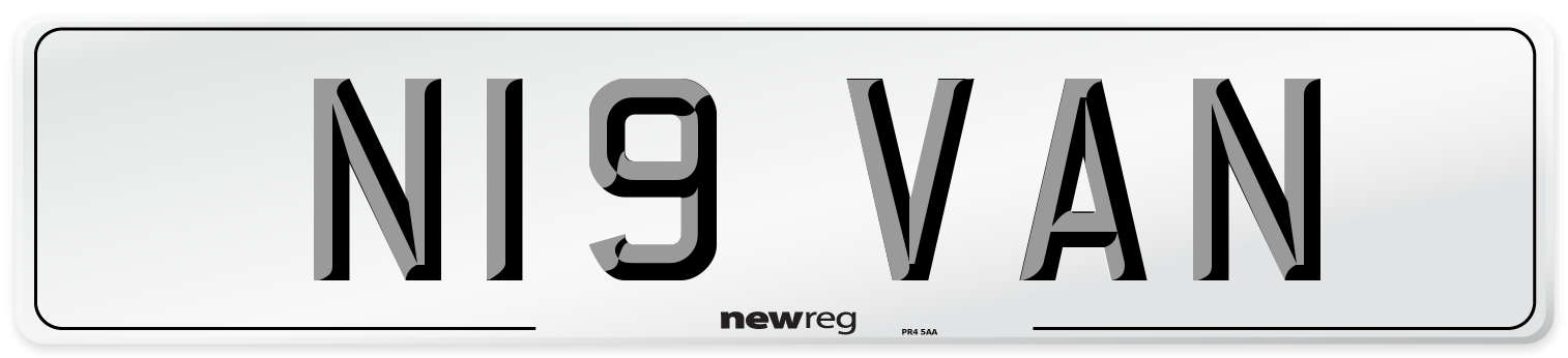 N19 VAN Number Plate from New Reg